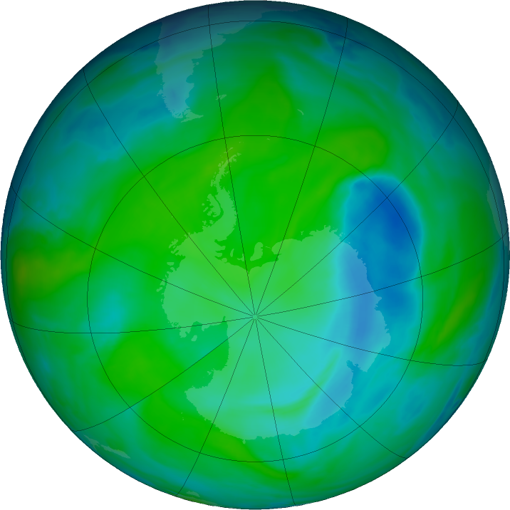 Antarctic ozone map for 26 December 2023